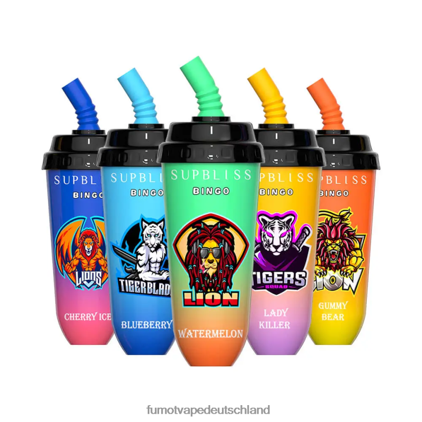 Fumot E Zigarette - Fumot Supbliss Bingo 16 ml 8000 Einweg-Vape-Pod-Gerät (1 Stück) BF6N4P408 Erdbeereis