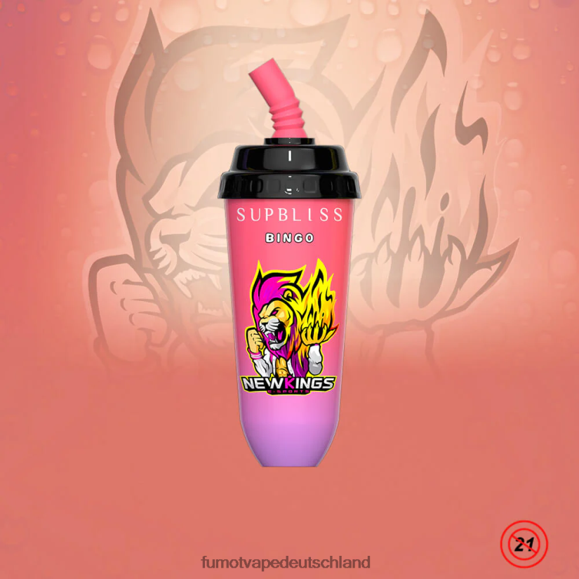 Fumot E Zigarette - Fumot Supbliss Bingo 16 ml 8000 Einweg-Vape-Pod-Gerät (1 Stück) BF6N4P408 Erdbeereis