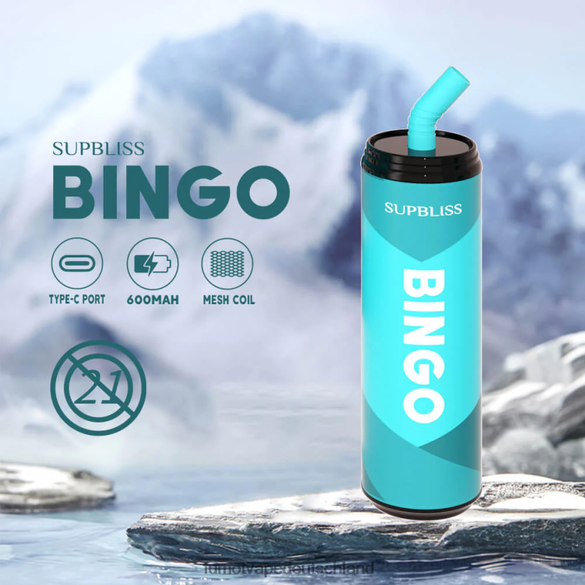 Fumot E Zigarette - Fumot Supbliss Bingo 9000 Einweg-Vape-Pen (1 Stück) – 18 ml BF6N4P468 gefrorene Cola