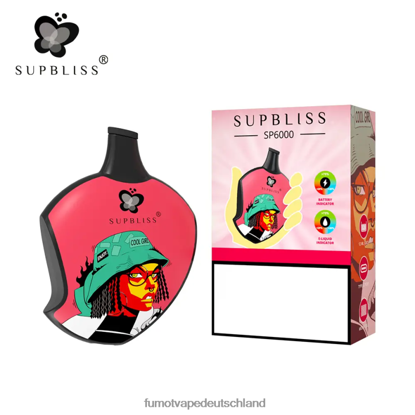 Fumot E Zigarette - Fumot Supbliss SP6000 Einweg-Vape-Pod – 12 ml (1 Stück) BF6N4P458 Pfirsich-Mango-Wassermelone