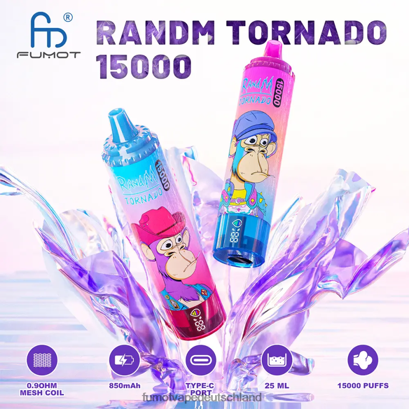 Fumot E Zigarette - Fumot Tornado 15000 Einweg-Vaporizer 25 ml (1 Stück) BF6N4P158 Apfel Pfirsich Birne