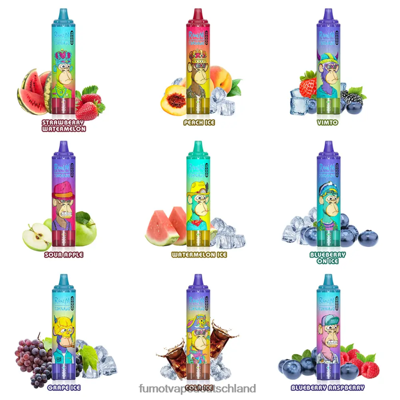 Fumot E Zigarette - Fumot Tornado 15000 Einweg-Vaporizer – 25 ml (1 Stück) BF6N4P178 Pfirsich-Blaubeer-Bonbons