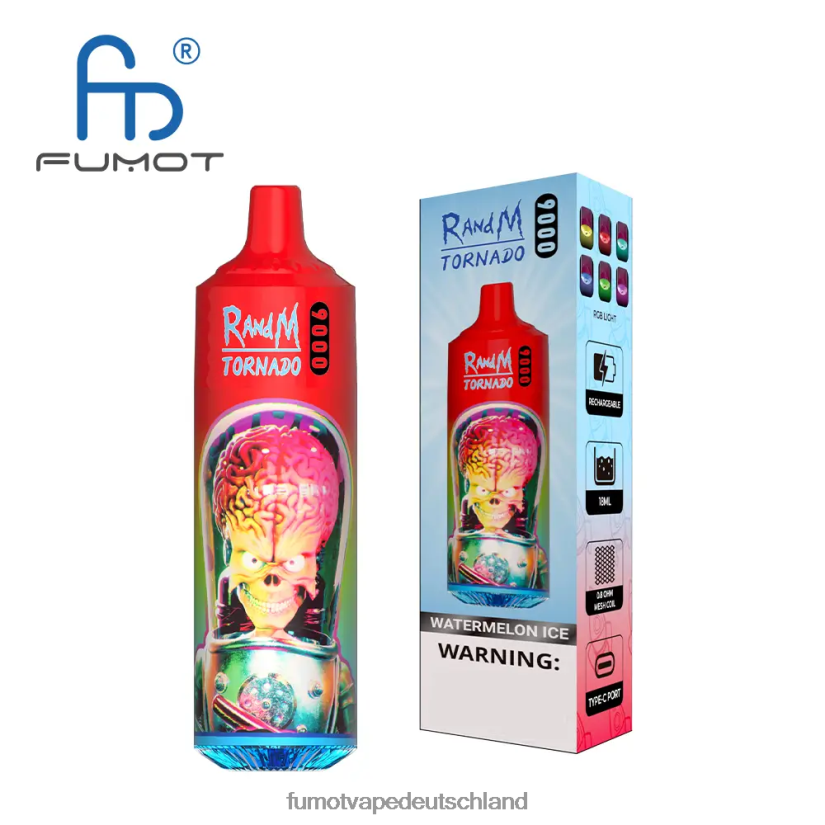 Fumot E Zigarette - Fumot Tornado 9000 Einweg-Vape-Pen – 18 ml (1 Stück) BF6N4P8 pfirsichfarbene Mango-Ananas