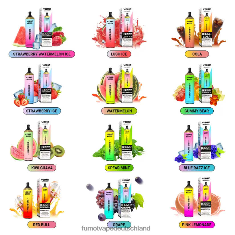 Fumot E Zigarette - Fumot Vome Big Boom Einweg-Vape-Pen 10000 - 20 ml (1 Stück) BF6N4P438 Traube
