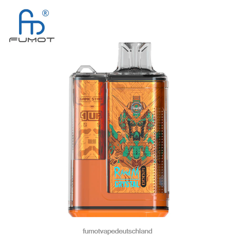 Fumot Germany - Fumot Crystal 1 Stück – 12000 Einweg-Vape-Box 20 ml BF6N4P274 Pfirsich-Mango