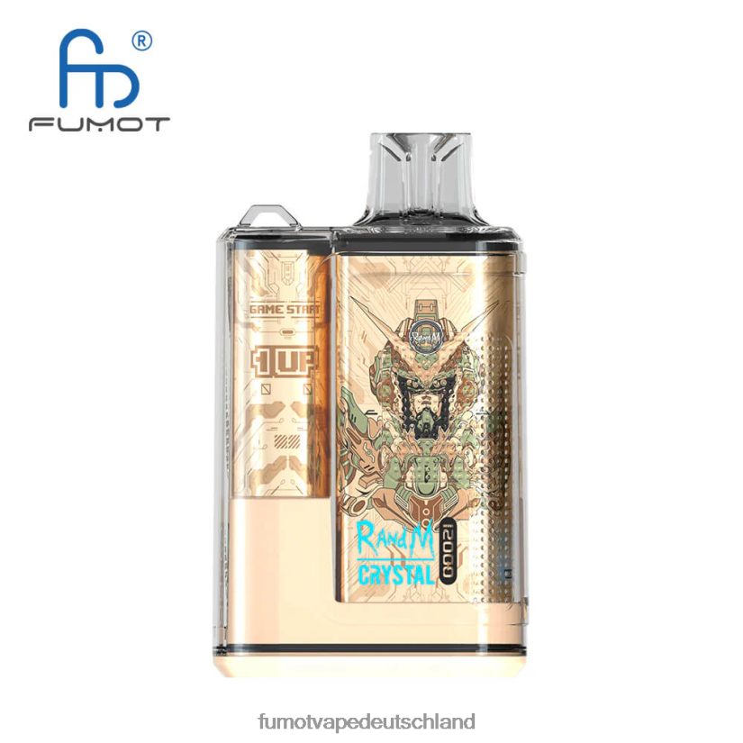 Fumot Germany - Fumot Crystal 1 Stück – 12000 Einweg-Vape-Box 20 ml BF6N4P274 Pfirsich-Mango