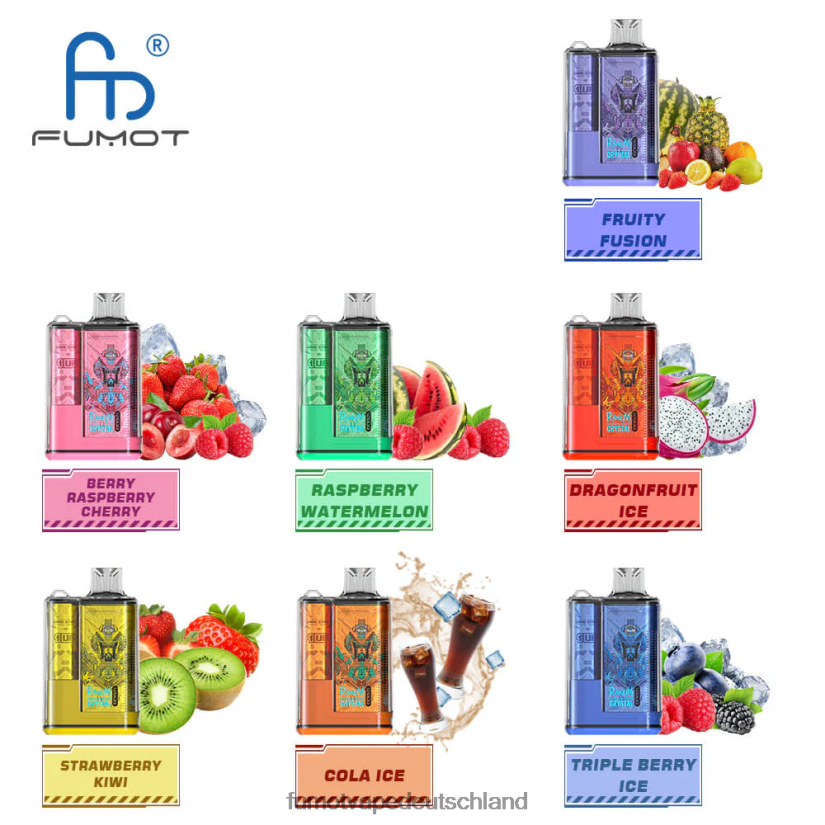 Fumot Germany - Fumot Crystal 1 Stück – 12000 Einweg-Vape-Box 20 ml BF6N4P274 Pfirsich-Mango