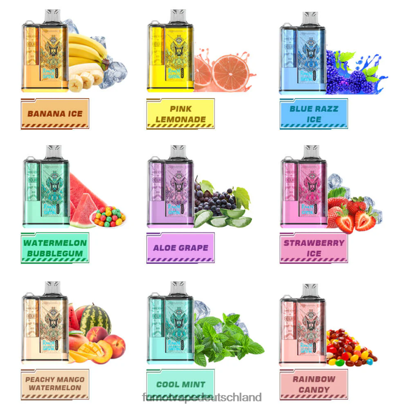 Fumot Germany - Fumot Crystal 1 Stück – 12000 Einweg-Vape-Box 20 ml BF6N4P274 Pfirsich-Mango