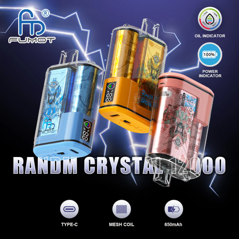 Fumot Germany - Fumot Crystal 1 Stück – 12000 Einweg-Vape-Box 20 ml BF6N4P274 Pfirsich-Mango