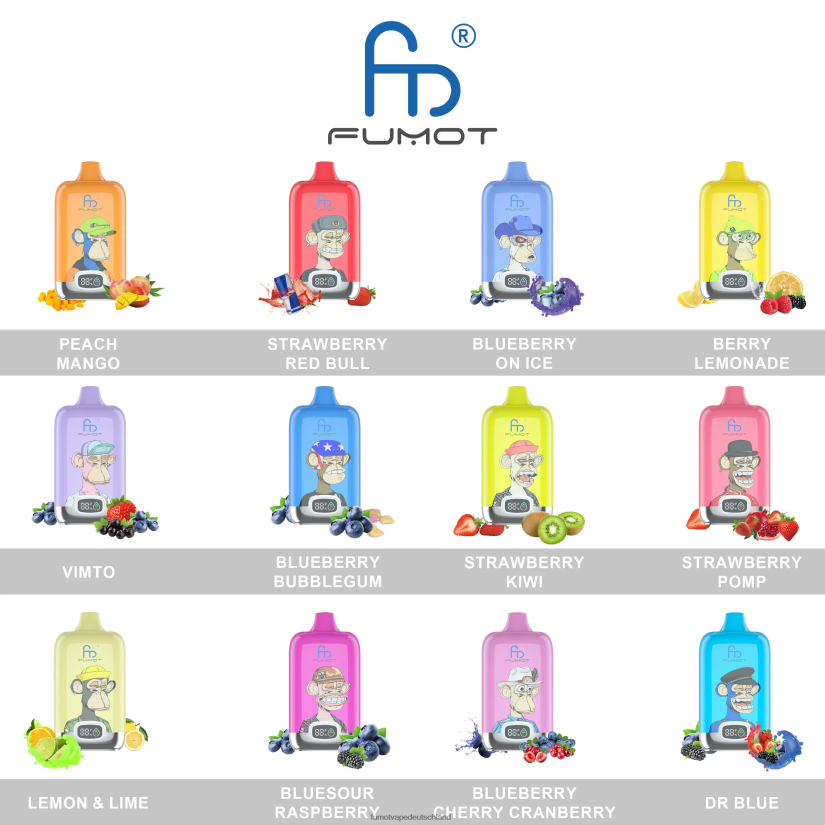 Fumot Germany - Fumot Digital Box 12000 20 ml Einweg-Vape-Pod – (1 Stück) BF6N4P134 Zitrone und Limette