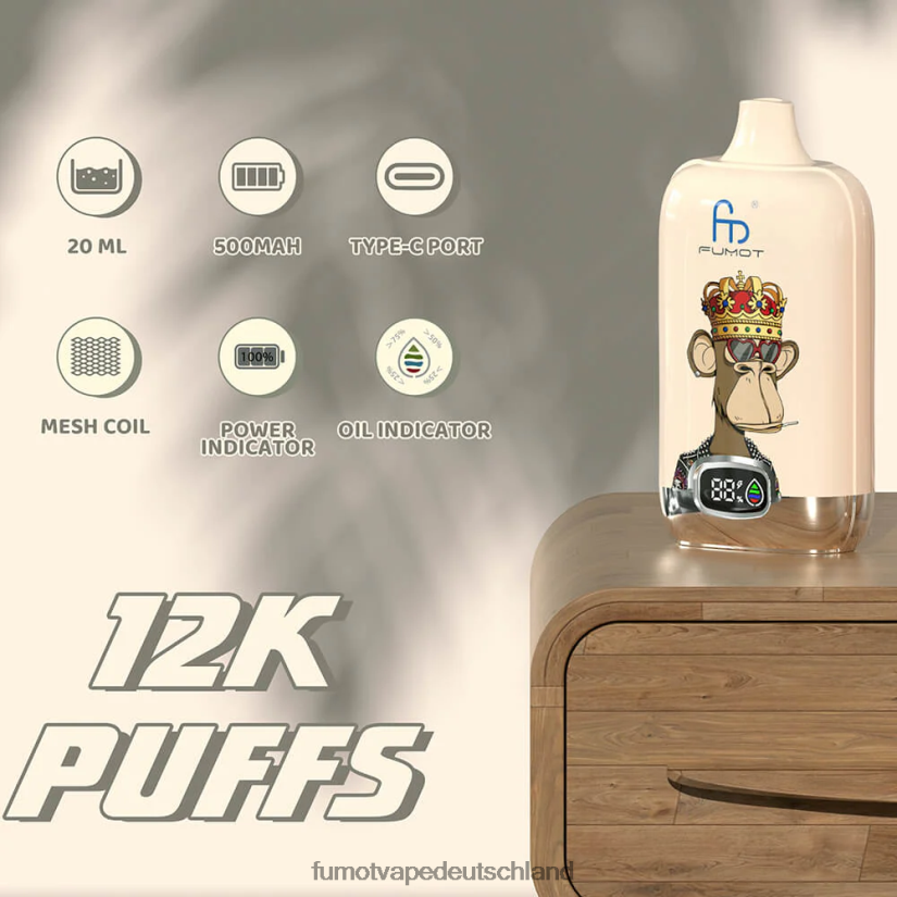 Fumot Germany - Fumot Digital Box Einweg-Vape-Pod 12000 – 20 ml (1 Stück) BF6N4P154 zwei Apfel