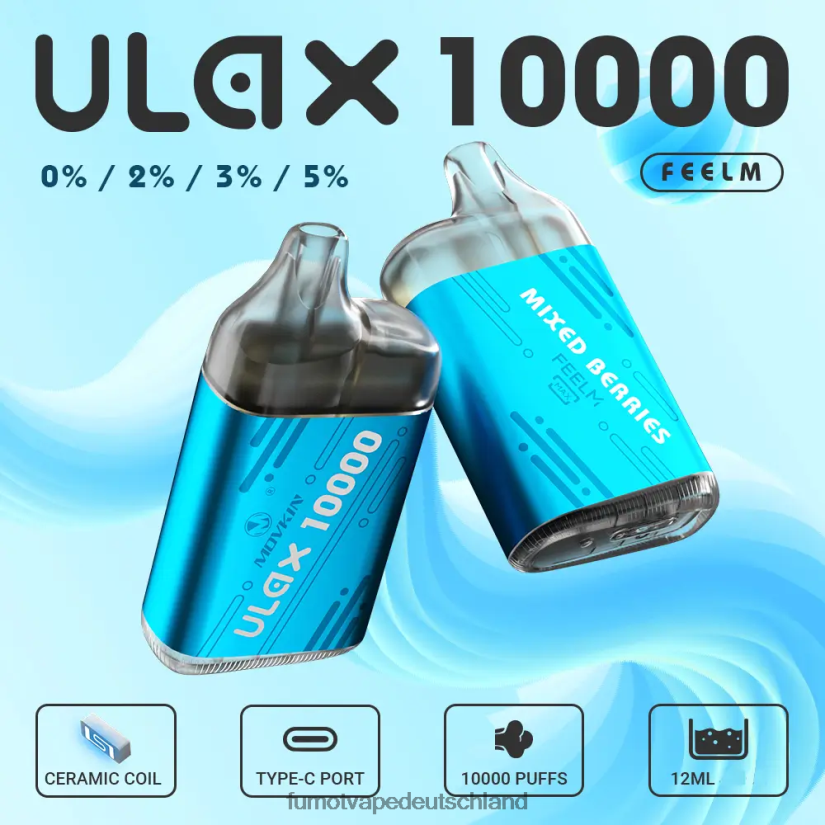 Fumot Germany - Fumot Movkin Ulax 10000 Einweg-Vape-Pods – 12 ml (1 Stück) BF6N4P304 blaue saure Himbeere
