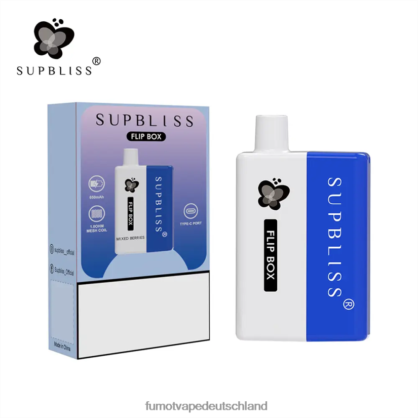 Fumot Germany - Fumot Supbliss Flip Box 6000 austauschbares Vape-Kit – 10 ml (1 Stück) BF6N4P334 Doppelapfel