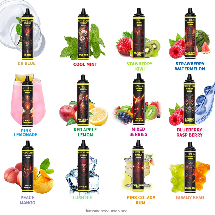 Fumot Vape Deutschland - Fumot Supbliss Umbra 10000 (1 Stück) Einweg-Vape-Pen – 20 ml BF6N4P482 roter Apfel Zitrone