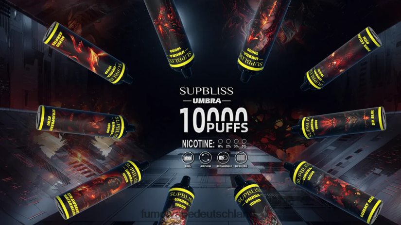 Fumot Vape Deutschland - Fumot Supbliss Umbra 10000 (1 Stück) Einweg-Vape-Pen – 20 ml BF6N4P482 roter Apfel Zitrone