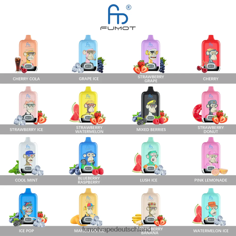 Fumot Vape Flavours - Fumot Digital Box Einweg-Vape-Pod 12000 – 20 ml (1 Stück) BF6N4P140 Pfirsich-Mango