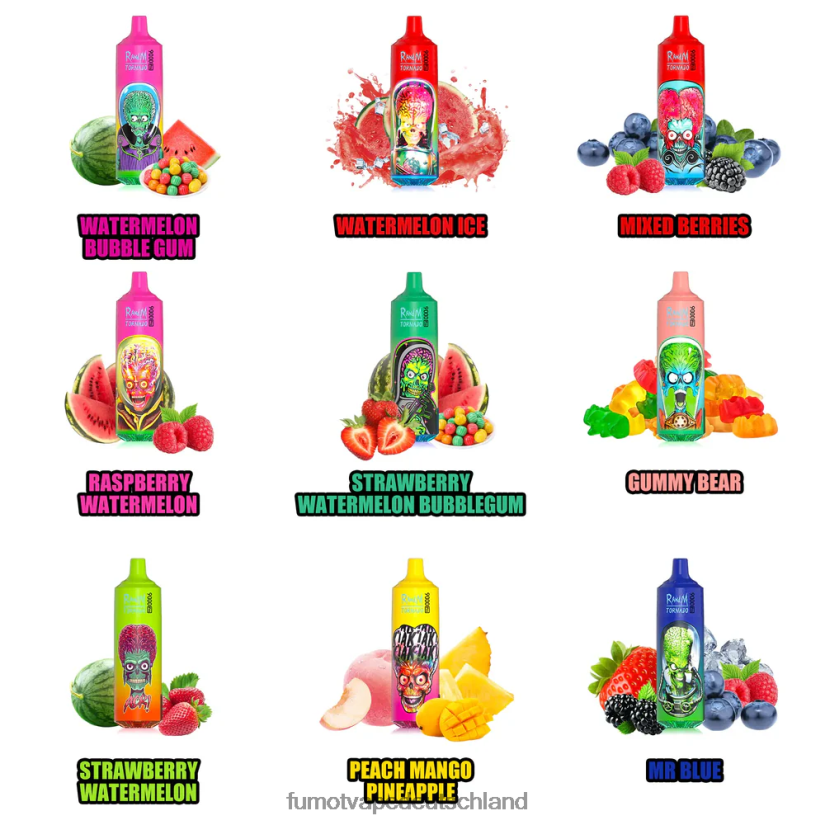 Fumot Vape Kaufen - Fumot Tornado Einweg-Vaporizer 9000 Pro – 18 ml (1 Stück) BF6N4P246 pfirsichfarbene Mango-Ananas