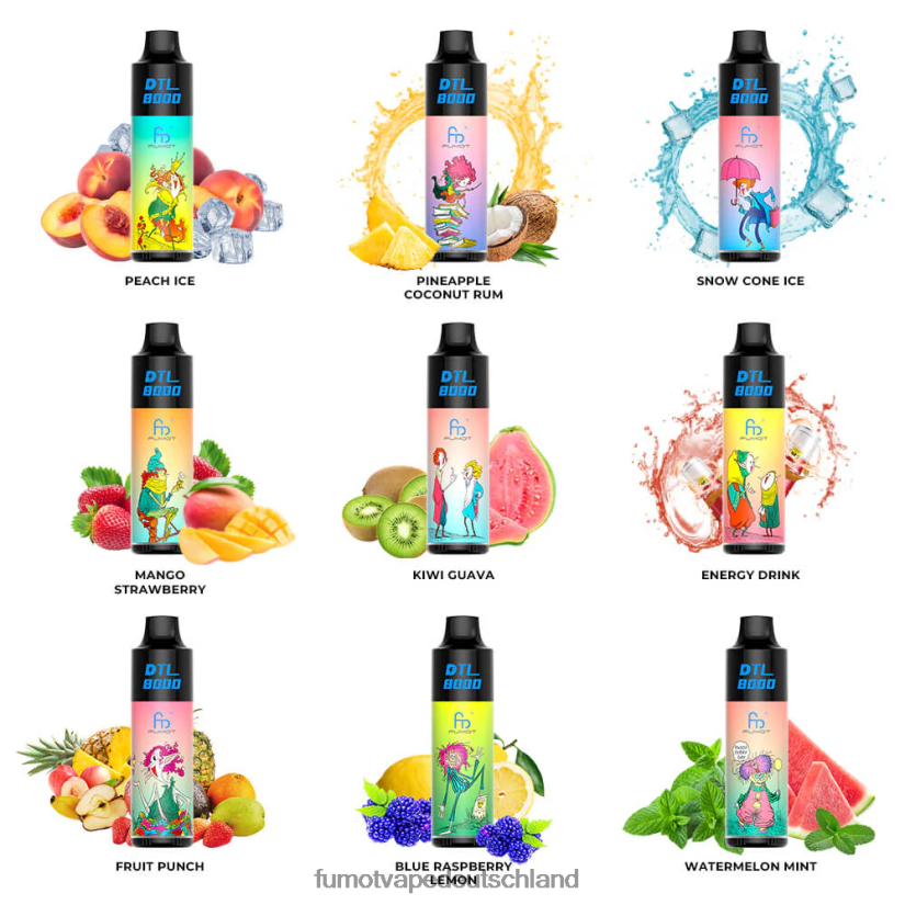 Fumot Vape Online Shop - Fumot DTL 8000 Einweg-Vape-Pen – 16 ml (1 Stück) BF6N4P415 blaue Himbeerzitrone