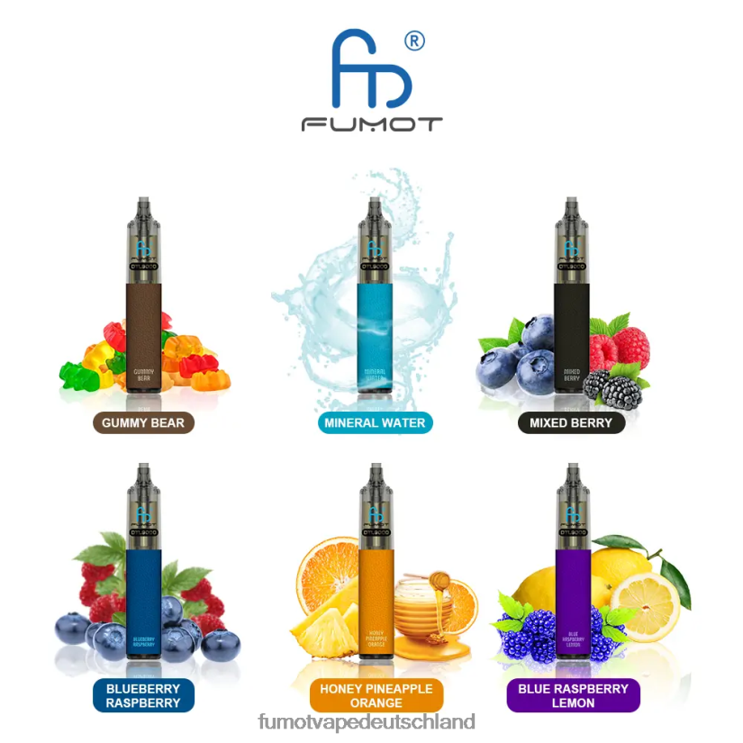Fumot Vape Sale - Fumot DTL Einweg-Vape-Pen 9000- 18 ml (1 Stück) BF6N4P369 blaue Himbeerzitrone